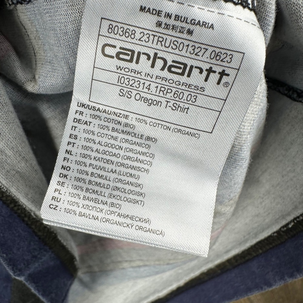 Carhartt WIP Oregon T-Shirt Mens XL Striped Organic Cotton Short Sleeve Black - Picture 6 of 7